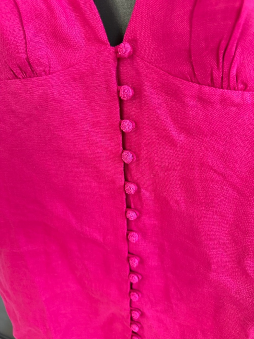 FARM Rio Hot Pink Floral-Shoulder Linen Dress - Picture 4 of 14